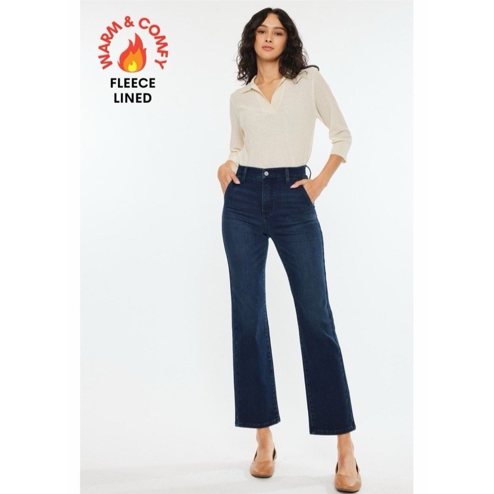 Kancan Felicity High Rise Fleece Lined Straight Jean 13 30 NWT Warm Lagenlook‎